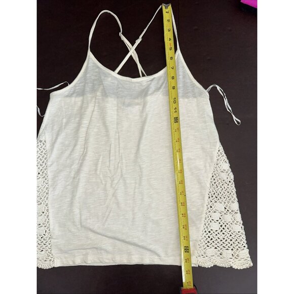 Roxy Womens Crocheted Accent Ivory Tank Top With Adjustable Straps size S - Picture 9 of 9